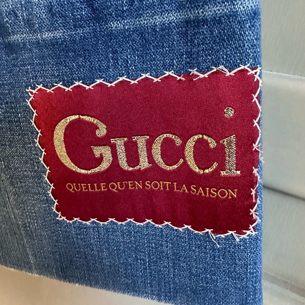 Gucci Blue Denim with Burgundy Patch